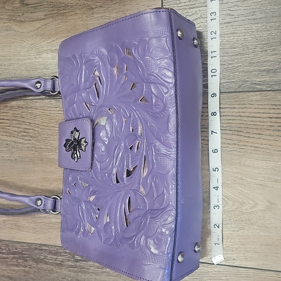 Elegant, Purple, Floral, Handbag, Leather, Country, Cowgirl, Shoulder, Travel - Picture 14 of 15